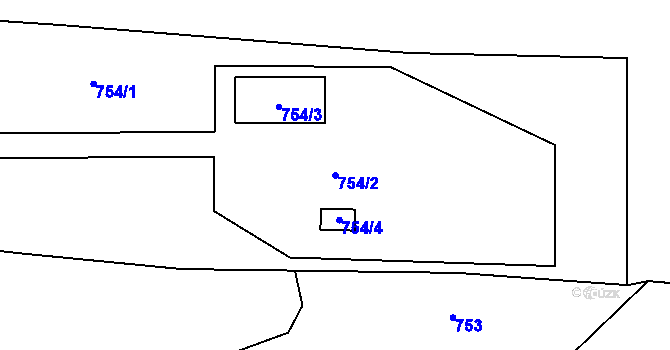 Parcela st. 754/2 v KÚ Lidice, Katastrální mapa