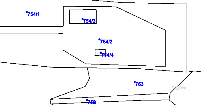 Parcela st. 754/4 v KÚ Lidice, Katastrální mapa