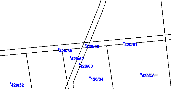 Parcela st. 420/60 v KÚ Lidice, Katastrální mapa