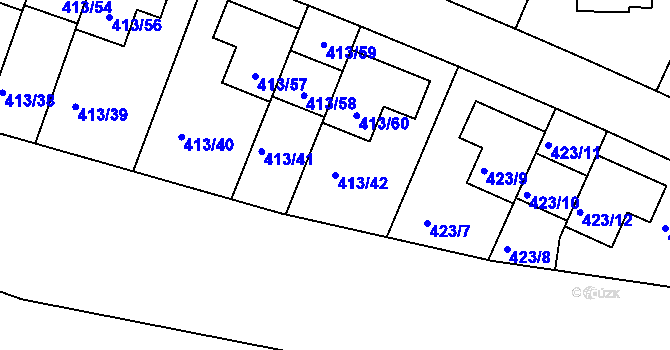 Parcela st. 413/42 v KÚ Lidice, Katastrální mapa