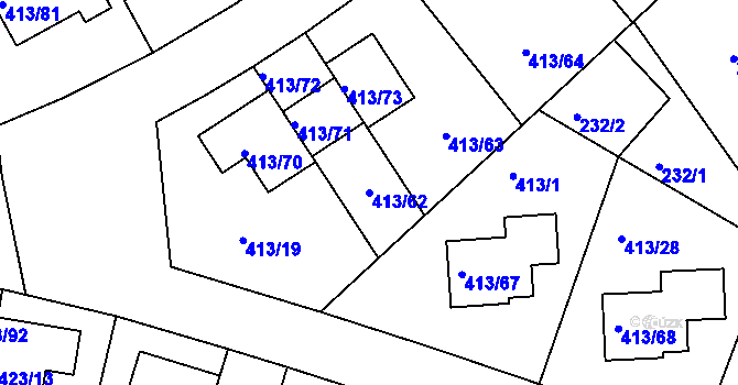 Parcela st. 413/62 v KÚ Lidice, Katastrální mapa