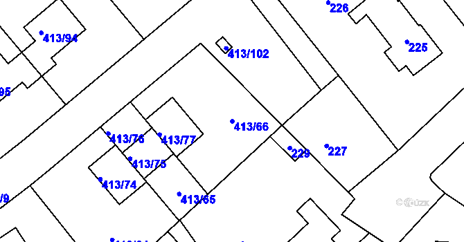 Parcela st. 413/66 v KÚ Lidice, Katastrální mapa