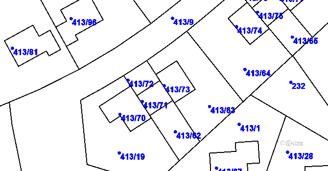 Parcela st. 413/73 v KÚ Lidice, Katastrální mapa