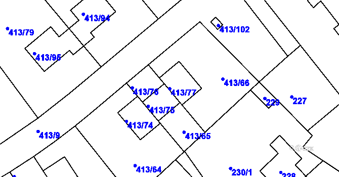 Parcela st. 413/77 v KÚ Lidice, Katastrální mapa