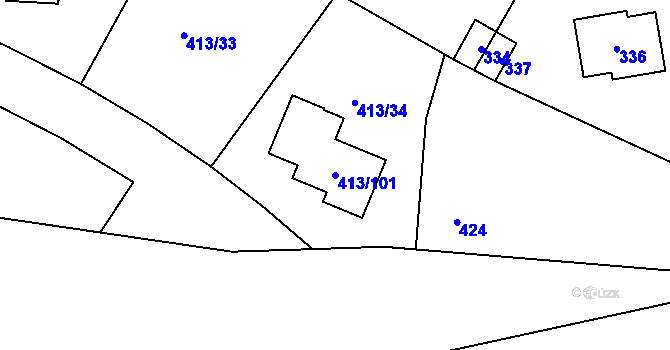 Parcela st. 413/101 v KÚ Lidice, Katastrální mapa