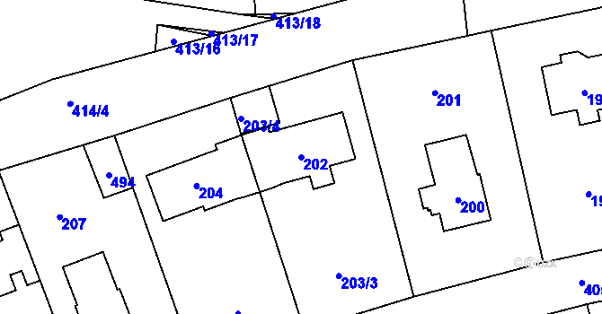 Parcela st. 202 v KÚ Lidice, Katastrální mapa