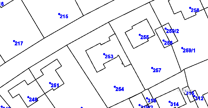 Parcela st. 253 v KÚ Lidice, Katastrální mapa
