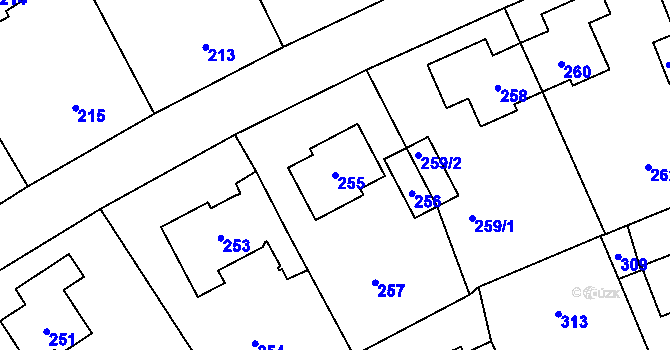 Parcela st. 255 v KÚ Lidice, Katastrální mapa