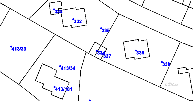 Parcela st. 334 v KÚ Lidice, Katastrální mapa