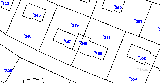 Parcela st. 348 v KÚ Lidice, Katastrální mapa