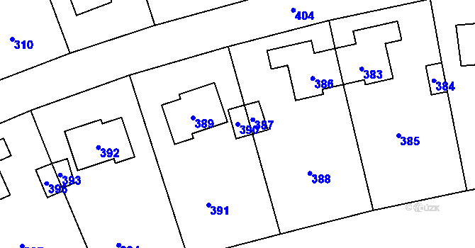 Parcela st. 390 v KÚ Lidice, Katastrální mapa