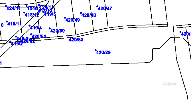 Parcela st. 420/29 v KÚ Lidice, Katastrální mapa