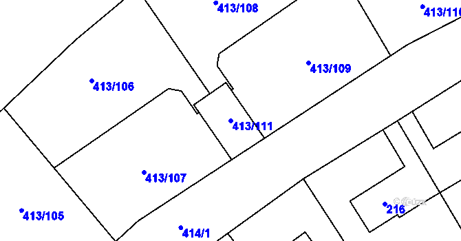 Parcela st. 413/111 v KÚ Lidice, Katastrální mapa