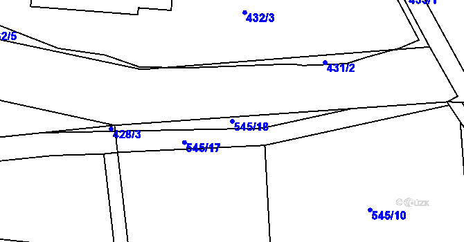 Parcela st. 545/18 v KÚ Lidice, Katastrální mapa