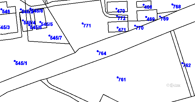 Parcela st. 764 v KÚ Lidice, Katastrální mapa