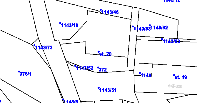 Parcela st. 20 v KÚ Lidmaň, Katastrální mapa