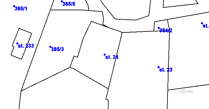 Parcela st. 24 v KÚ Lidmaň, Katastrální mapa