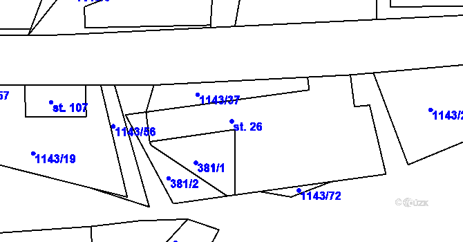 Parcela st. 26 v KÚ Lidmaň, Katastrální mapa