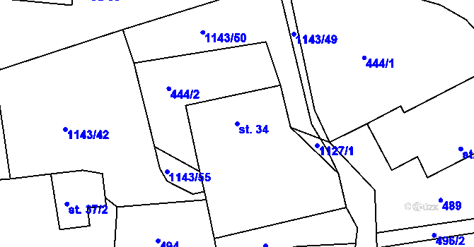 Parcela st. 34 v KÚ Lidmaň, Katastrální mapa