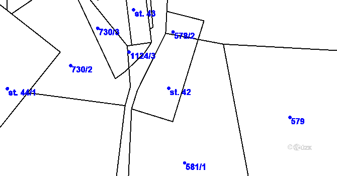 Parcela st. 42 v KÚ Lidmaň, Katastrální mapa