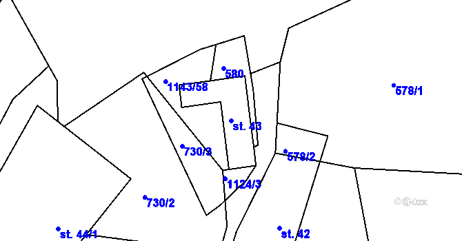 Parcela st. 43 v KÚ Lidmaň, Katastrální mapa
