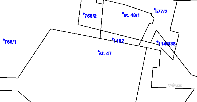Parcela st. 47 v KÚ Lidmaň, Katastrální mapa
