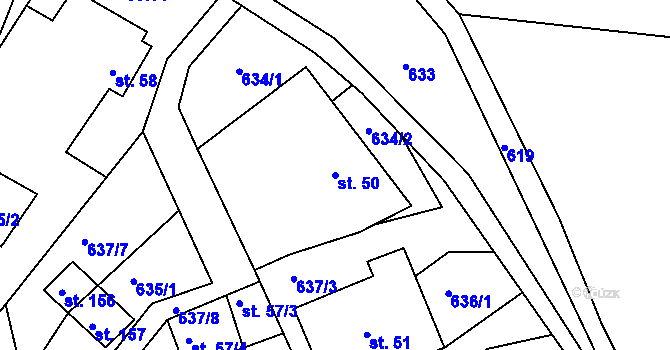 Parcela st. 50 v KÚ Lidmaň, Katastrální mapa