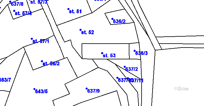 Parcela st. 53 v KÚ Lidmaň, Katastrální mapa