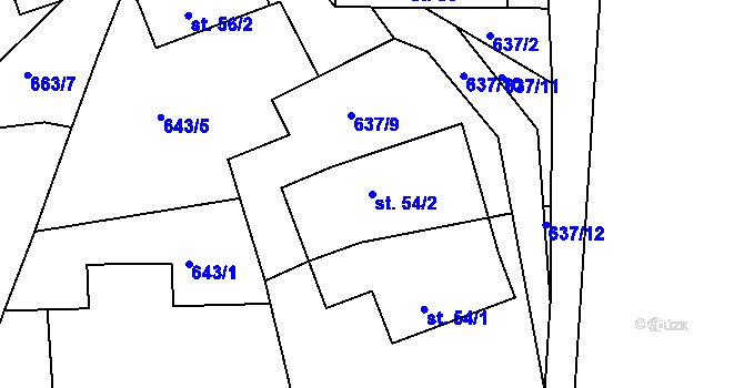 Parcela st. 54/2 v KÚ Lidmaň, Katastrální mapa