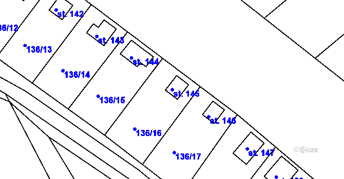 Parcela st. 145 v KÚ Lidmaň, Katastrální mapa