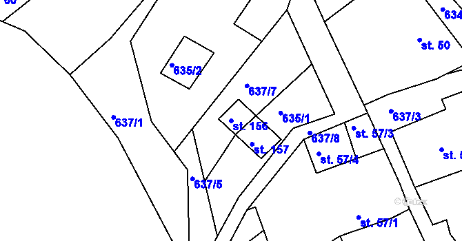 Parcela st. 156 v KÚ Lidmaň, Katastrální mapa