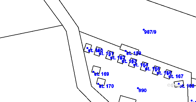 Parcela st. 161 v KÚ Lidmaň, Katastrální mapa