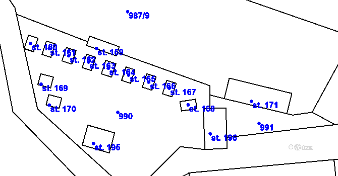 Parcela st. 167 v KÚ Lidmaň, Katastrální mapa