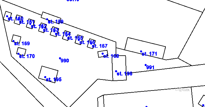 Parcela st. 168 v KÚ Lidmaň, Katastrální mapa