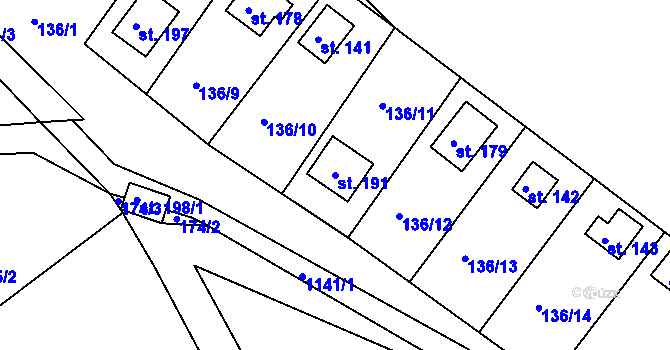 Parcela st. 191 v KÚ Lidmaň, Katastrální mapa