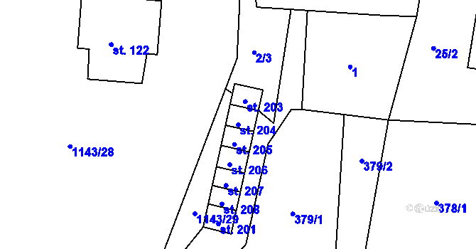 Parcela st. 204 v KÚ Lidmaň, Katastrální mapa