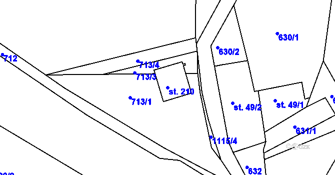 Parcela st. 210 v KÚ Lidmaň, Katastrální mapa