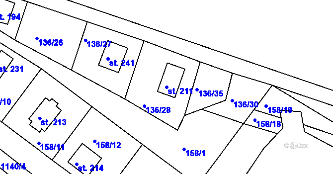 Parcela st. 211 v KÚ Lidmaň, Katastrální mapa