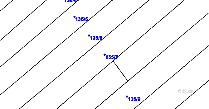 Parcela st. 135/7 v KÚ Lidmaň, Katastrální mapa