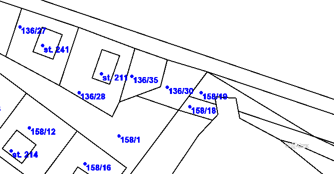 Parcela st. 136/30 v KÚ Lidmaň, Katastrální mapa