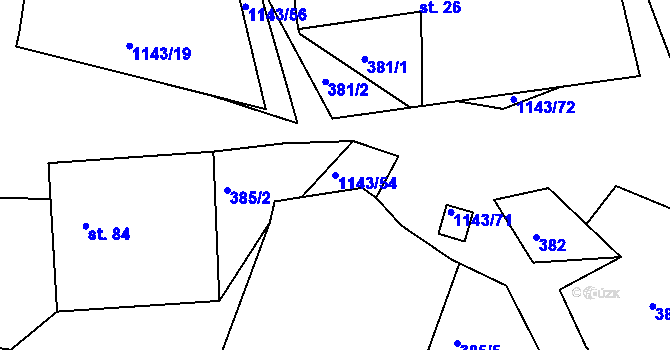Parcela st. 1143/54 v KÚ Lidmaň, Katastrální mapa