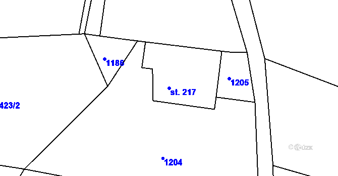 Parcela st. 217 v KÚ Lidmaň, Katastrální mapa