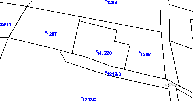 Parcela st. 220 v KÚ Lidmaň, Katastrální mapa