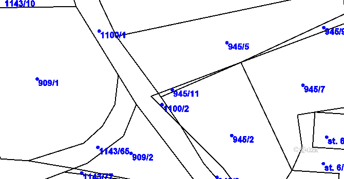 Parcela st. 945/11 v KÚ Lidmaň, Katastrální mapa
