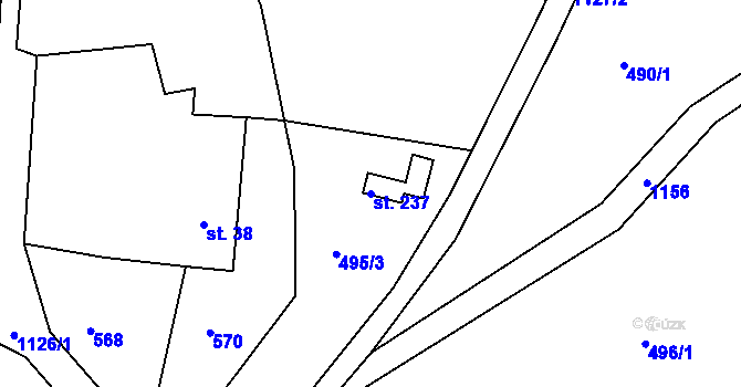 Parcela st. 237 v KÚ Lidmaň, Katastrální mapa