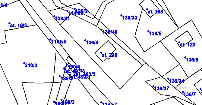 Parcela st. 238 v KÚ Lidmaň, Katastrální mapa