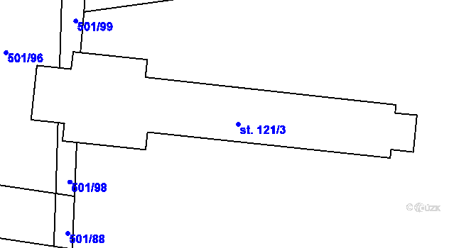 Parcela st. 121/3 v KÚ Lidmaň, Katastrální mapa