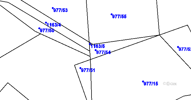 Parcela st. 977/54 v KÚ Lidmaň, Katastrální mapa
