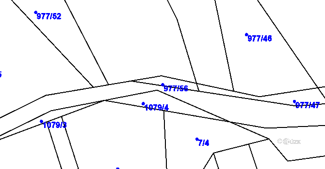 Parcela st. 977/56 v KÚ Lidmaň, Katastrální mapa