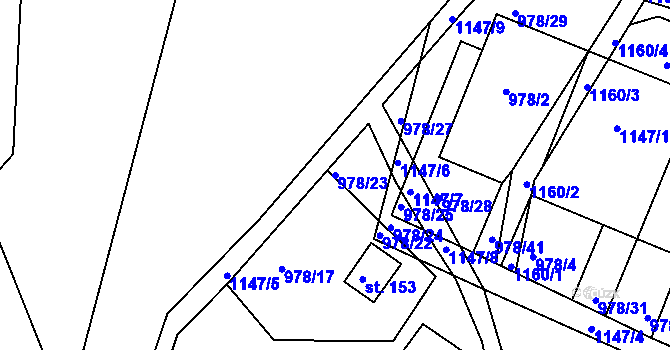 Parcela st. 978/23 v KÚ Lidmaň, Katastrální mapa
